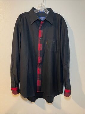Pendleton Shirt Button Up Men’s XL Trail Leather Elbow Pads Virgin Wool Black